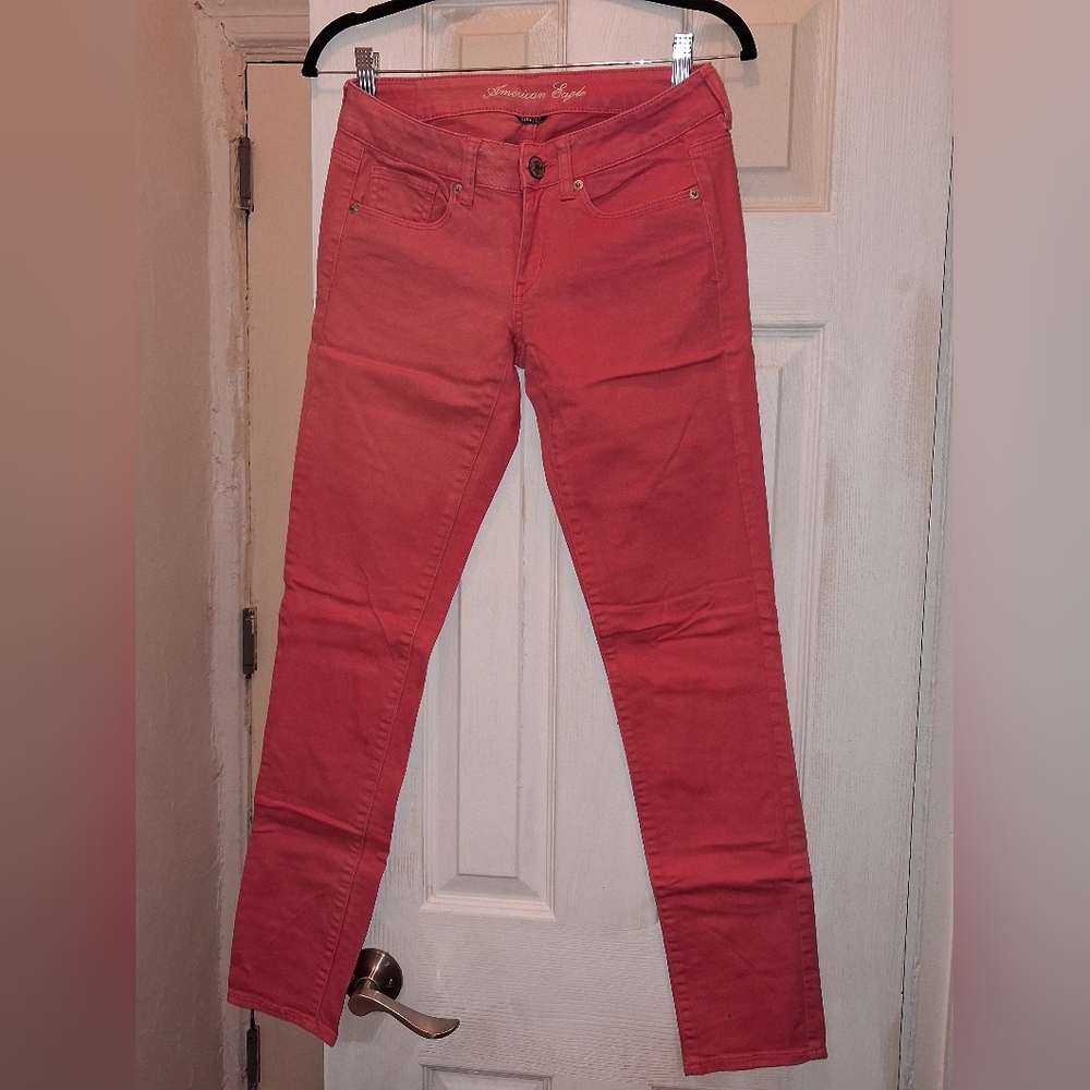 AEO Summer Skinny Jeans in Coral